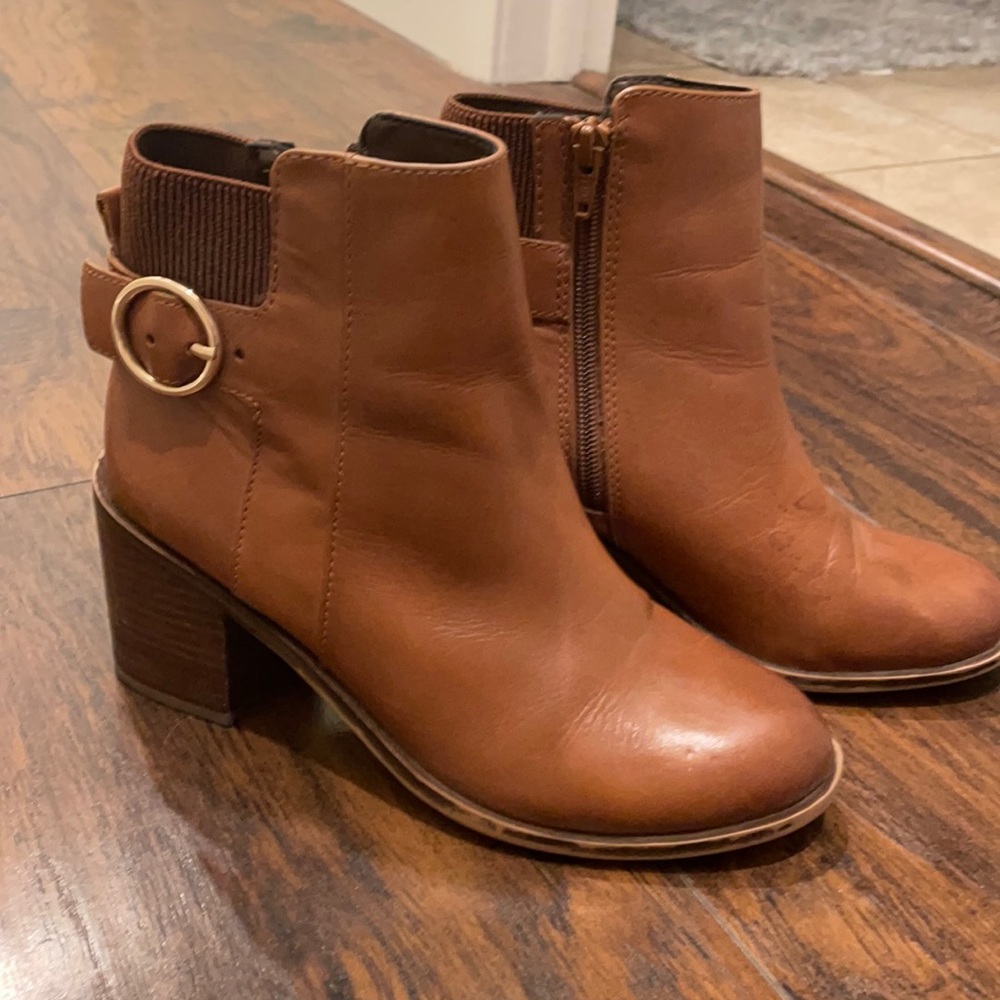 Cognac ankle boots